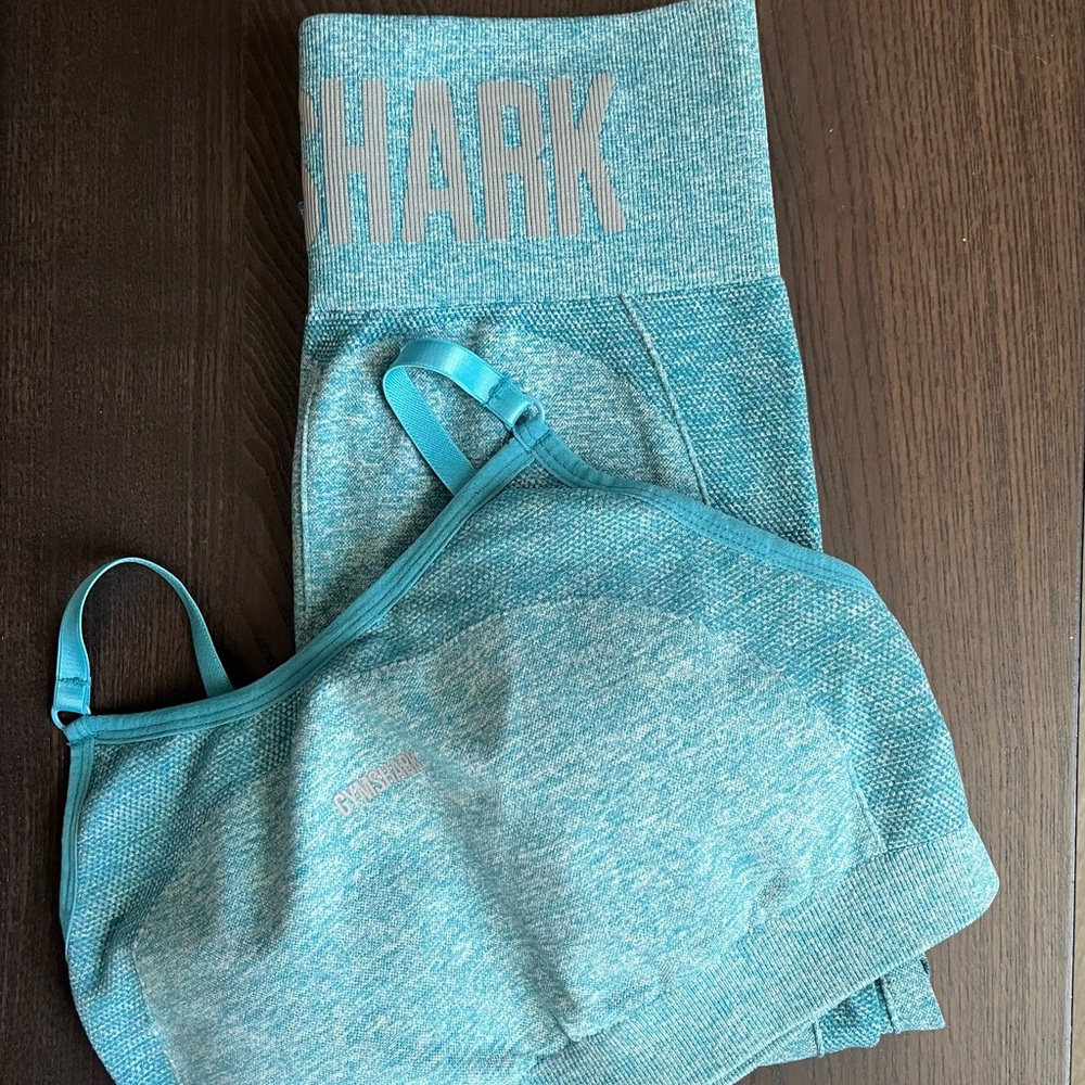 Gymshark Flex Set - Teal Marl/Light Grey